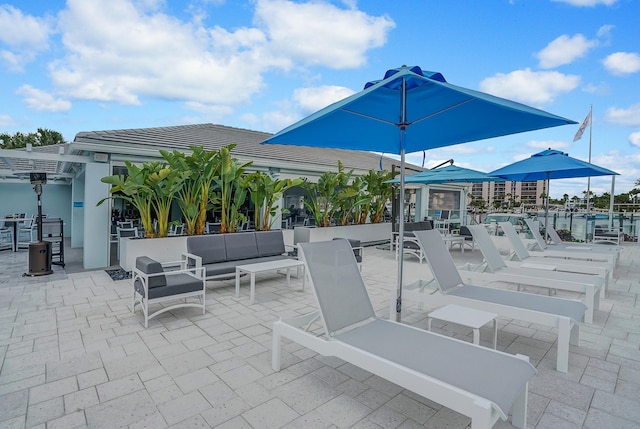 view of patio with an outdoor hangout area