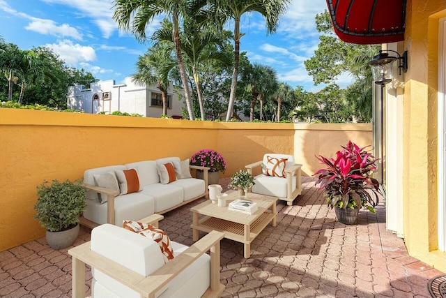 view of patio / terrace with an outdoor living space