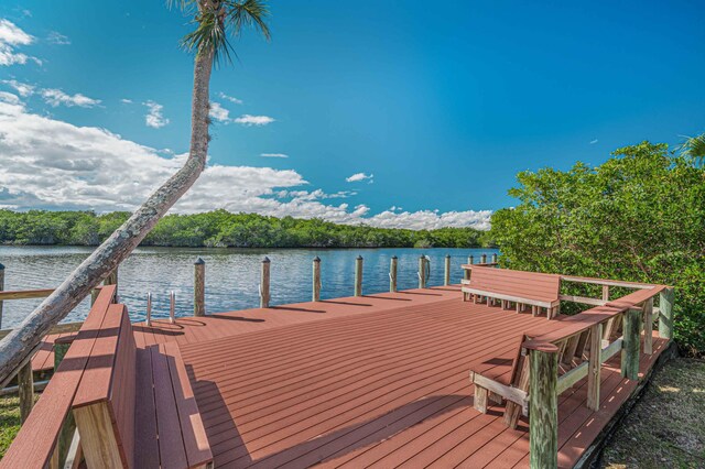 view of dock featuring a water view