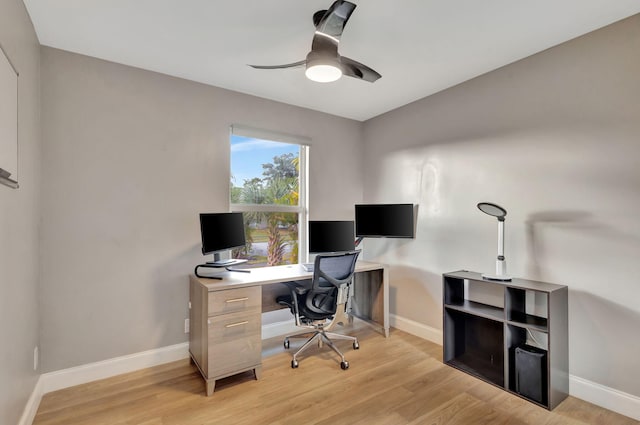 office space featuring light hardwood / wood-style floors