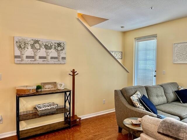 sitting room with dark hardwood / wood-style floors