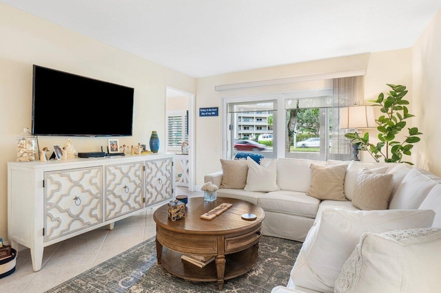 view of tiled living room