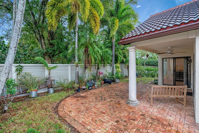 view of patio with ceiling fan