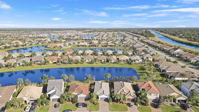 bird's eye view featuring a water view