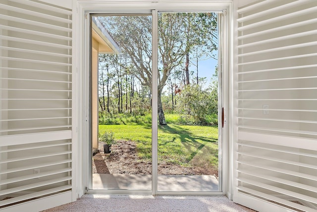 entryway featuring carpet flooring