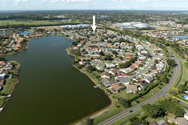 bird's eye view featuring a water view