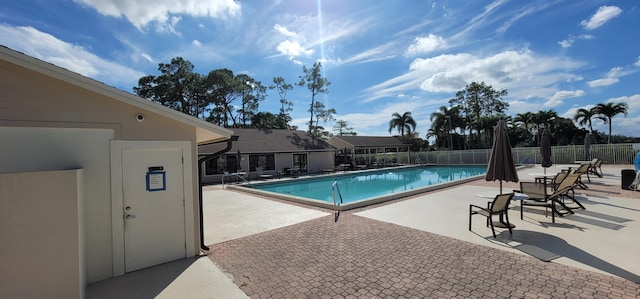 view of pool featuring a patio