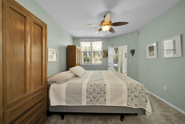 bedroom with carpet and ceiling fan