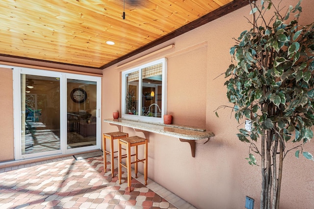 view of patio / terrace with a bar