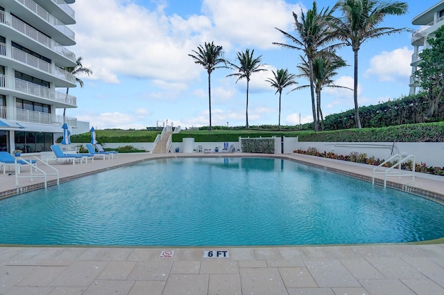 view of pool with a patio area