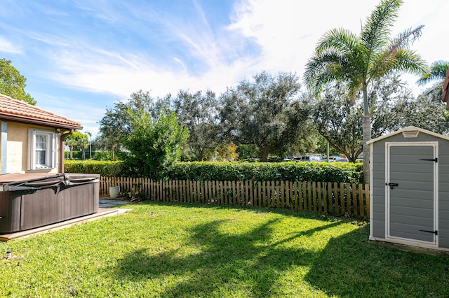 view of yard featuring a hot tub