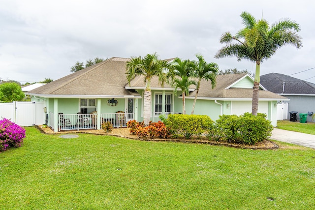 view of front of property featuring a front yard and a porch