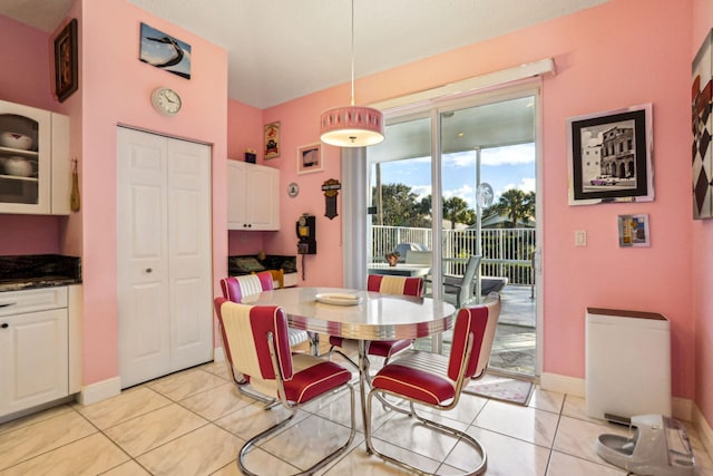 view of tiled dining room