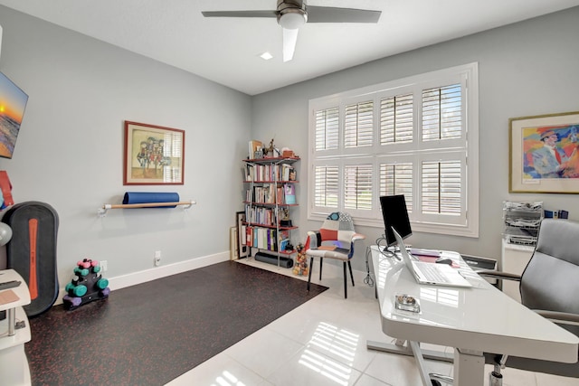 office area featuring ceiling fan