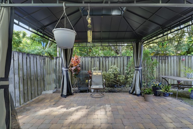 view of patio featuring a gazebo