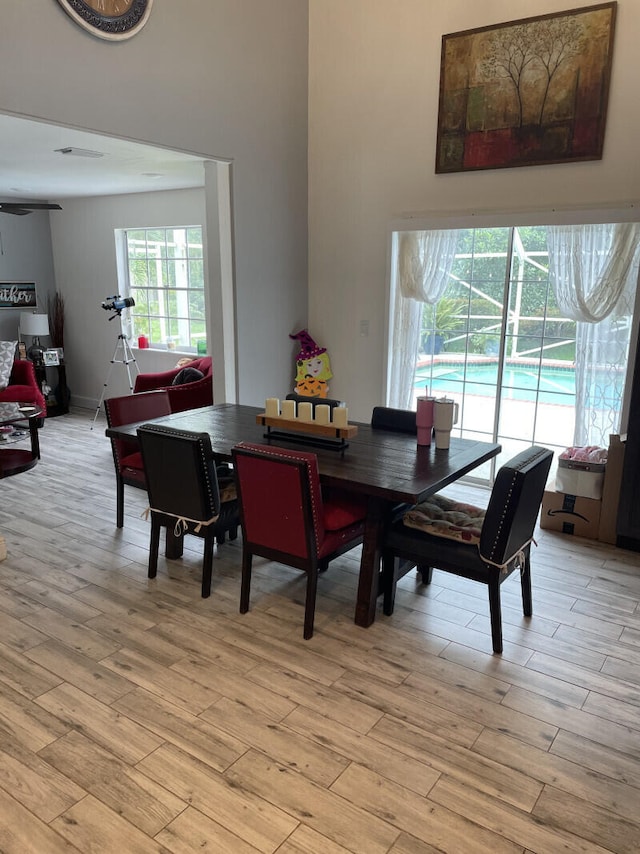 dining area featuring light hardwood / wood-style floors