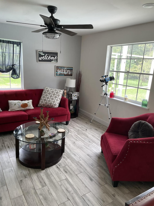 living room featuring light hardwood / wood-style flooring