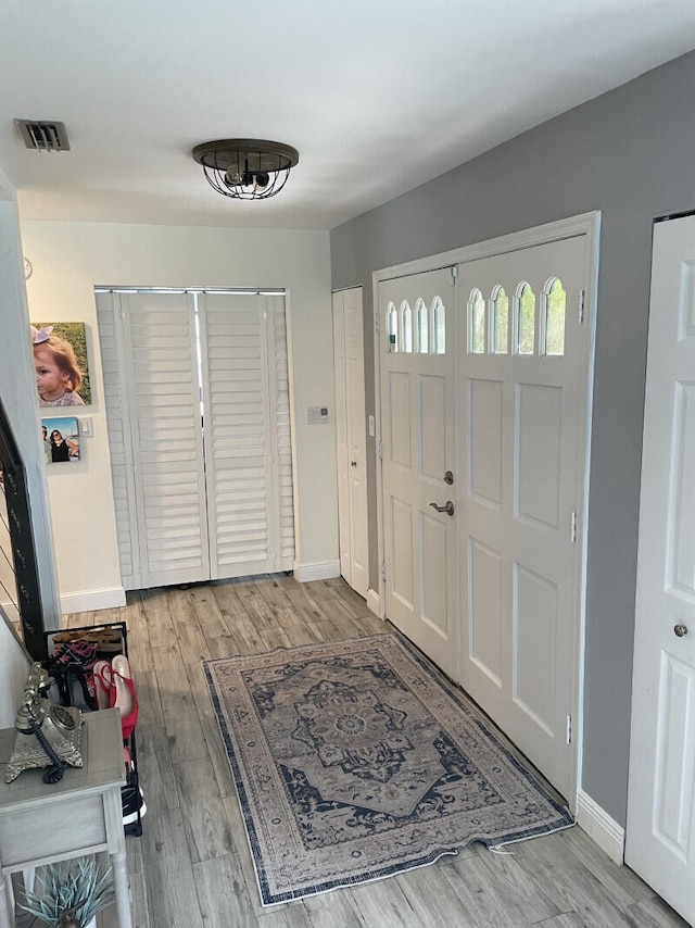 foyer featuring light hardwood / wood-style floors