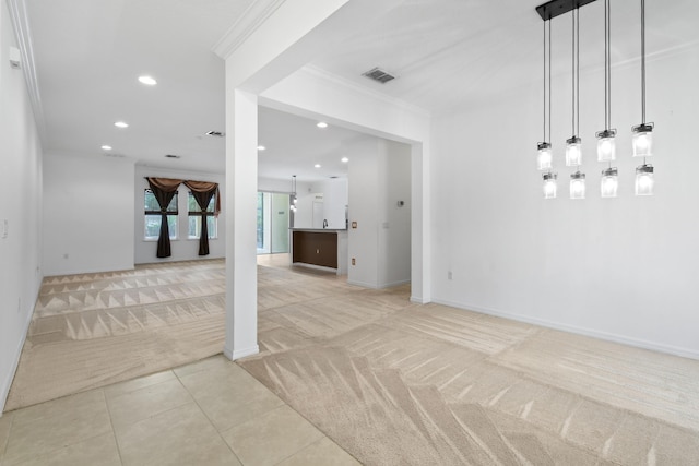 interior space featuring crown molding