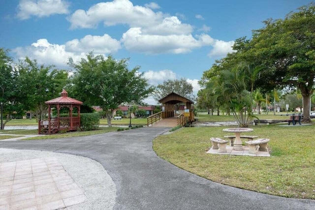 view of property's community featuring a gazebo and a yard