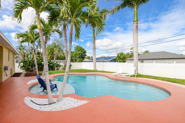 view of swimming pool with a patio area