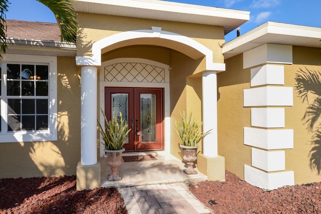 property entrance with french doors