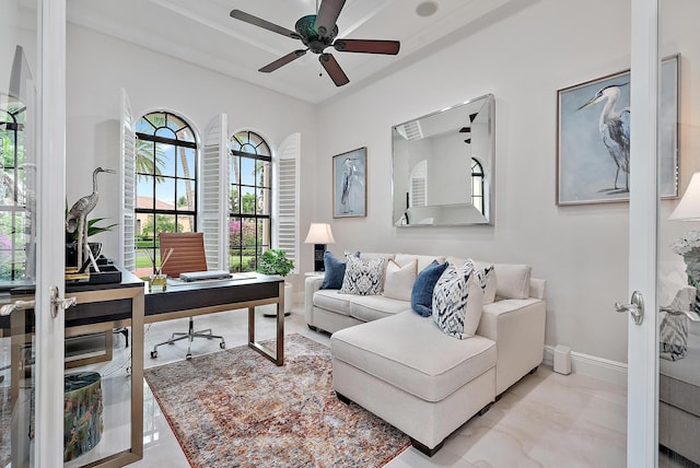 office area featuring ceiling fan