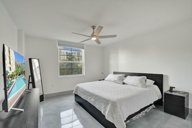 bedroom featuring ceiling fan