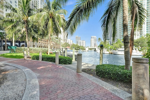 view of community featuring a water view