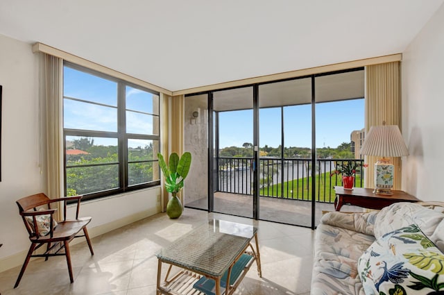 view of tiled living room