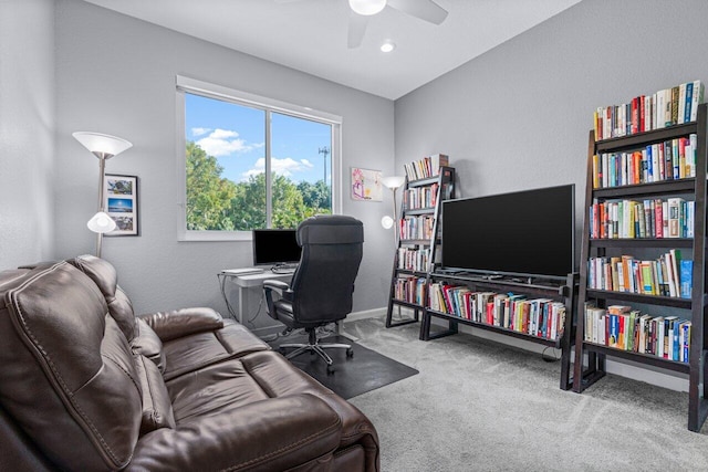11158 Mainsail Ct, Wellington, FL 33449 - carpeted office with a ceiling fan and baseboards