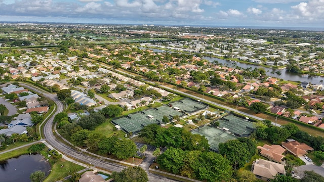 bird's eye view featuring a water view