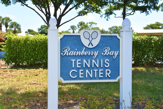 view of community sign