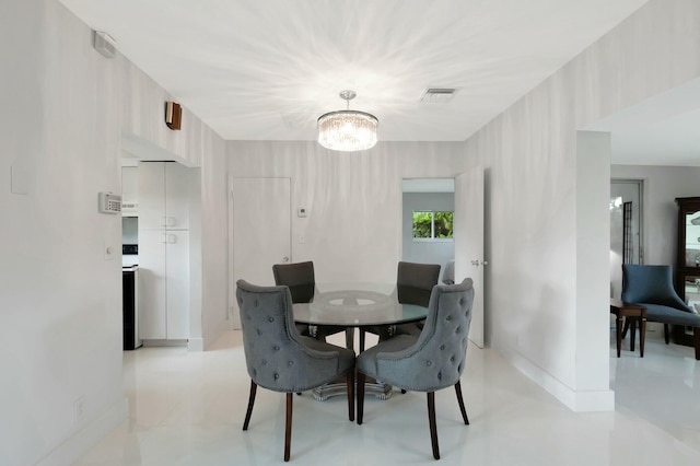 dining room with an inviting chandelier