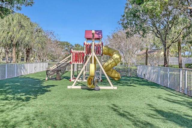 view of play area with a lawn