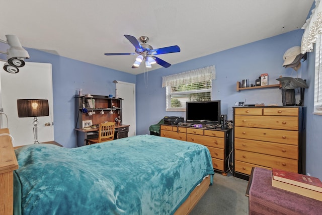 bedroom with carpet and ceiling fan