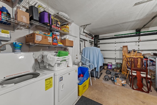 garage with washer and dryer