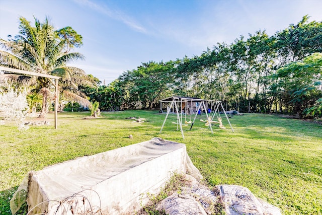 view of yard featuring a playground