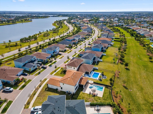 bird's eye view featuring a water view