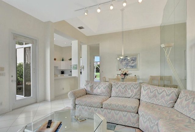 view of tiled living room