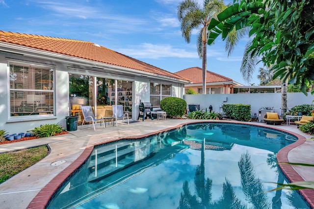 view of pool featuring a patio area