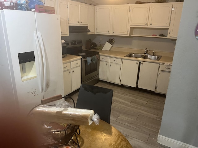 kitchen with white cabinets, sink, and appliances with stainless steel finishes