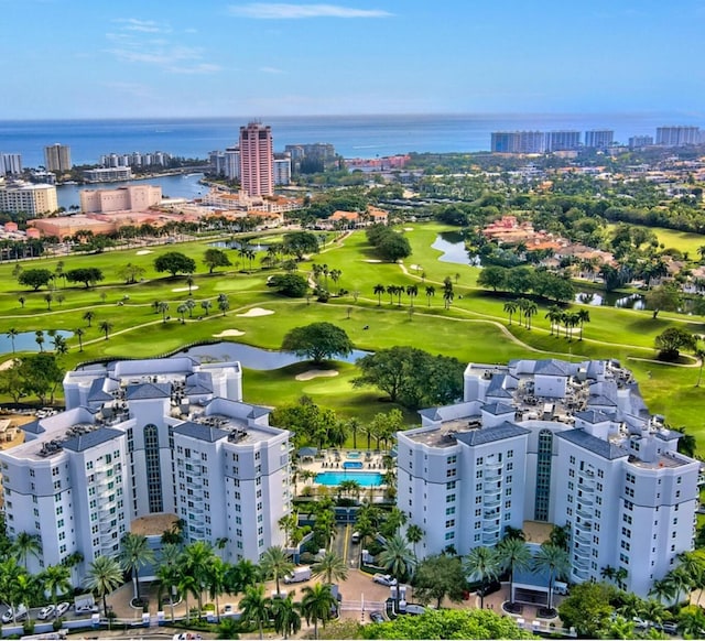 bird's eye view featuring a water view