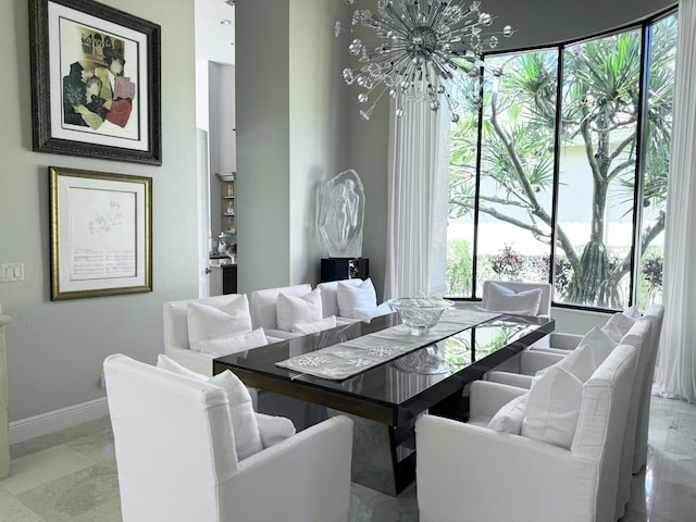 dining room featuring a chandelier