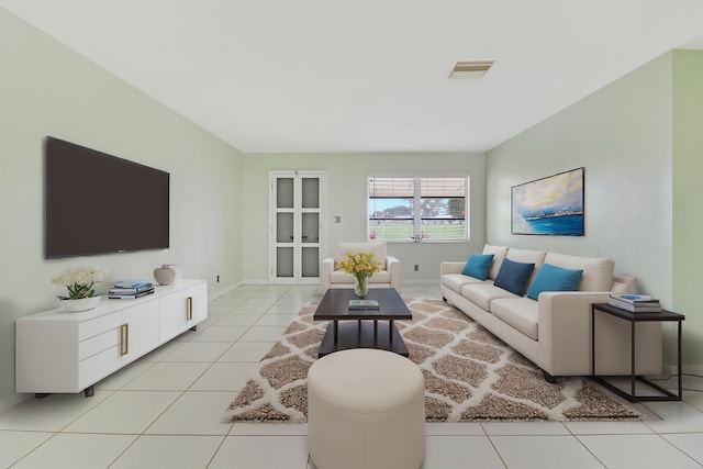 view of tiled living room