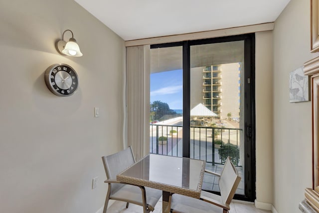 view of tiled dining room