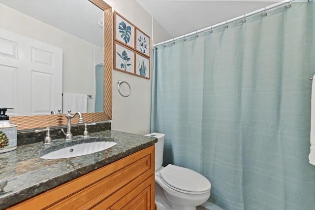 5272 Bolero Cir, Delray Beach, FL 33484 - bathroom with vanity, toilet, and a shower with shower curtain