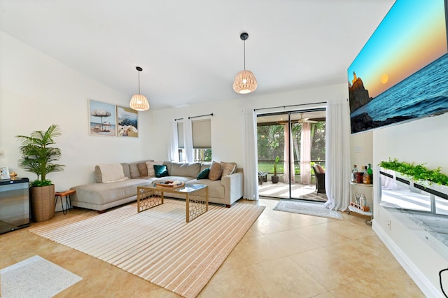 view of tiled living room