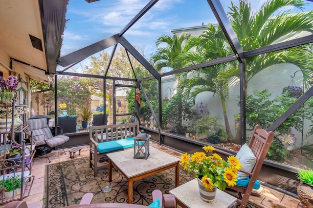 view of patio / terrace with a lanai