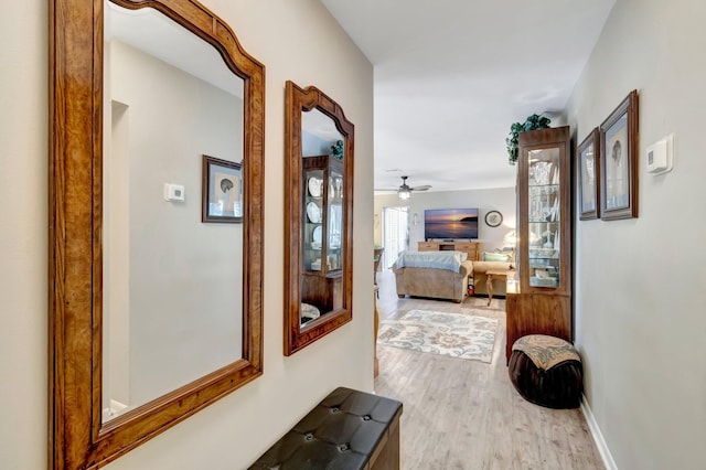 corridor featuring light hardwood / wood-style flooring